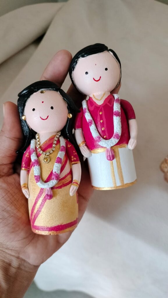 Handcrafted clay couple figurine